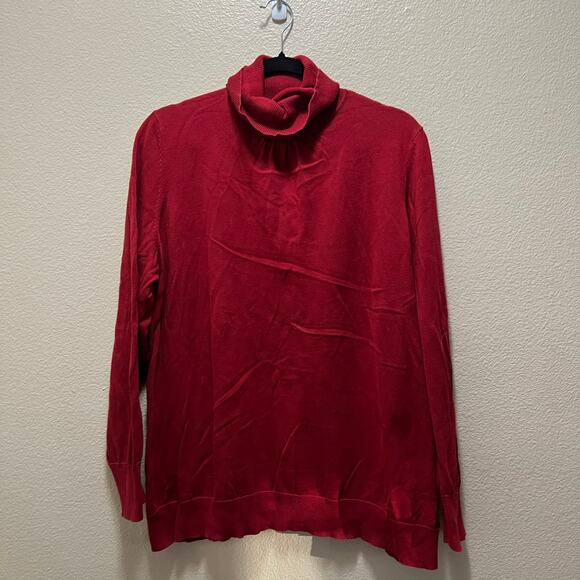 Talbots Women Pima Cotton Red Turtleneck Sweater Plus Size 3X - Picture 2 of 4